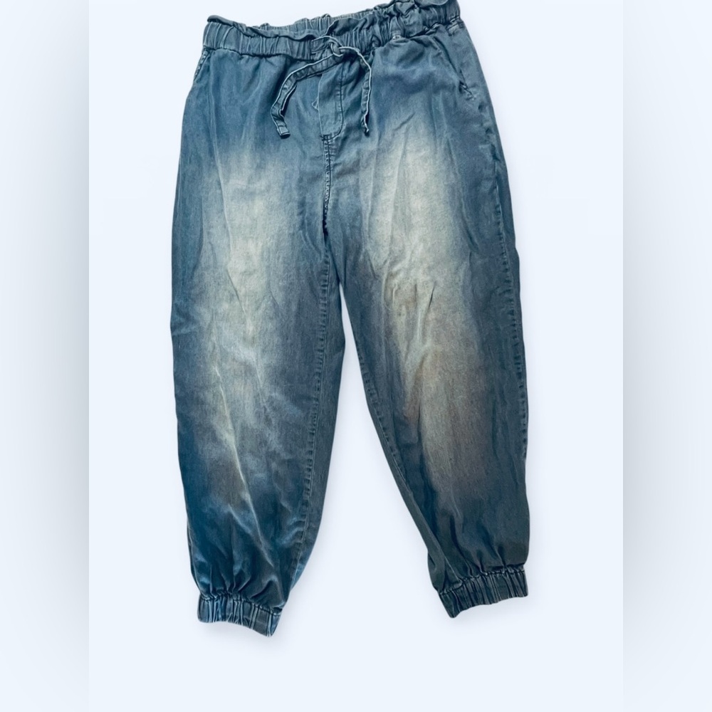 Zenana Outfitters faux Washed Blue Denim 100% Lyocell Elastic Waist Pants - Picture 2 of 14